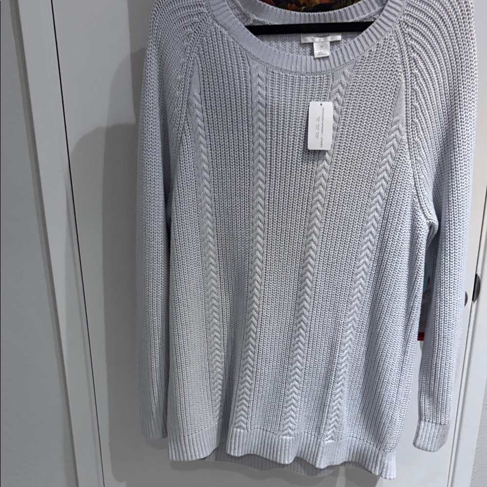 NWT Christopher & Banks Light Gray Crew Neck Sweater